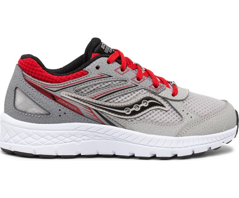 Saucony Cohesion 14 Lace Kids' Sneakers Grey / Red | Canada 852ZUTG